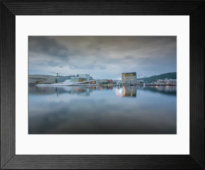 Framed Print : View of Oslo Opera House and Munch Museum reflecting in harbour on cloudy day, Oslo, Norway, Scandinavia, Europe Framed Print : View of Oslo Opera House and Munch Museum reflecting in harbour on cloudy day, Oslo, Norway, Scandinavia, Europe