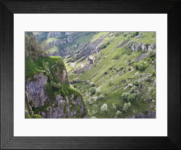 Framed Print : A view across the cliffs of Cheddar Gorge, seen from the south side, Cheddar, Somerset, England, United Kingdom, Europe Framed Print : A view across the cliffs of Cheddar Gorge, seen from the south side, Cheddar, Somerset, England, United Kingdom, Europe