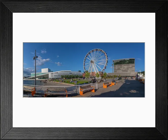 Framed Print : View of Opera Beach, ferris wheel and Munch Museum on a sunny day, Oslo, Norway, Scandinavia, Europe Framed Print : View of Opera Beach, ferris wheel and Munch Museum on a sunny day, Oslo, Norway, Scandinavia, Europe