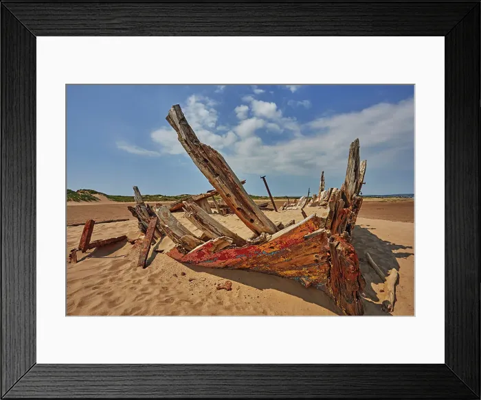 Framed Print : The remains of a wrecked boat on sand flats at Crow Point, in the Taw and Torridge estuary, near Barnstaple, north Devon, England, United Kingdom, Europe Framed Print : The remains of a wrecked boat on sand flats at Crow Point, in the Taw and Torridge estuary, near Barnstaple, north Devon, England, United Kingdom, Europe