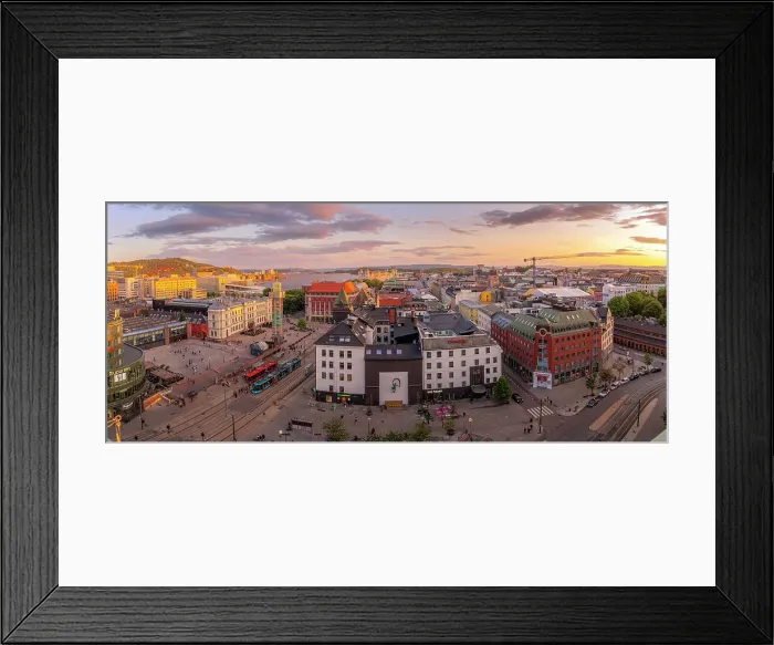 Framed Print : View of Jernbanetorget and city skyline from elevated position at sunset, Oslo, Norway, Scandinavia, Europe Framed Print : View of Jernbanetorget and city skyline from elevated position at sunset, Oslo, Norway, Scandinavia, Europe