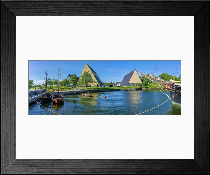 Framed Print : View of The Fram Museum and wooden boats, Bygdoynesveien, Oslo, Norway, Scandinavia, Europe