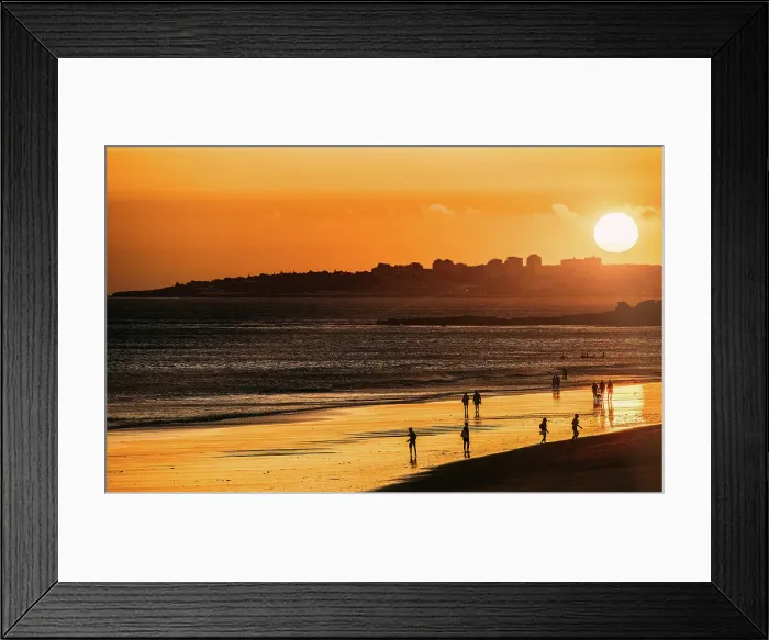 Framed Print : Carcavelos beach at sunset, Lisbon, Portugal, Europe Framed Print : Carcavelos beach at sunset, Lisbon, Portugal, Europe
