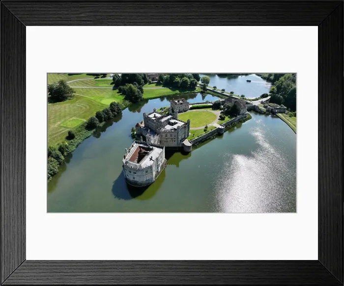 Framed Print : Aerial view of Leeds Castle and moat, southeast of Maidstone, Kent, England, United Kingdom, Europe Framed Print : Aerial view of Leeds Castle and moat, southeast of Maidstone, Kent, England, United Kingdom, Europe