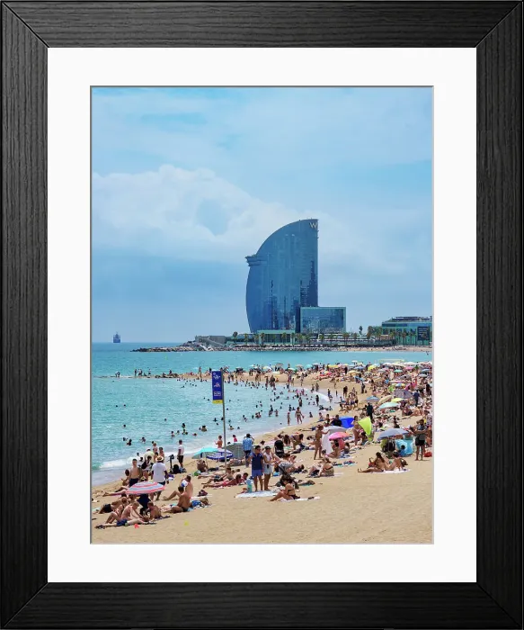 Framed Print : View towards the W Hotel, La Barceloneta Beach, Barcelona, Catalonia, Spain, Europe Framed Print : View towards the W Hotel, La Barceloneta Beach, Barcelona, Catalonia, Spain, Europe