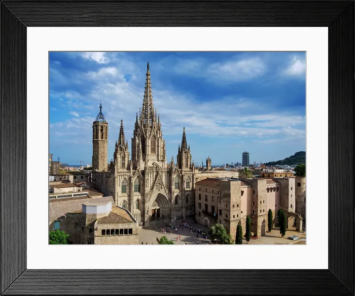 Framed Print : Metropolitan Cathedral Basilica of the Holy Cross and Saint Eulalia, elevated view, Gothic Quarter, Barcelona, Catalonia, Spain, Europe Framed Print : Metropolitan Cathedral Basilica of the Holy Cross and Saint Eulalia, elevated view, Gothic Quarter, Barcelona, Catalonia, Spain, Europe