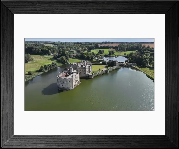 Framed Print : Aerial view of Leeds Castle and moat, southeast of Maidstone, Kent, England, United Kingdom, Europe Framed Print : Aerial view of Leeds Castle and moat, southeast of Maidstone, Kent, England, United Kingdom, Europe