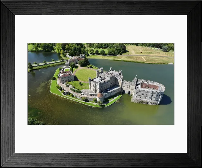 Framed Print : Aerial view of Leeds Castle and moat, southeast of Maidstone, Kent, England, United Kingdom, Europe Framed Print : Aerial view of Leeds Castle and moat, southeast of Maidstone, Kent, England, United Kingdom, Europe