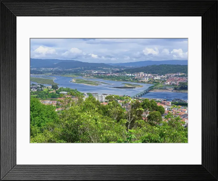 Framed Print : Panorama over Viana do Castelo and the Lima river, Viana do Castelo, Minho, Portugal, Europe