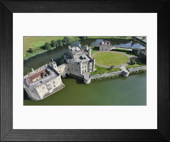 Framed Print : Aerial view of Leeds Castle and moat, southeast of Maidstone, Kent, England, United Kingdom, Europe Framed Print : Aerial view of Leeds Castle and moat, southeast of Maidstone, Kent, England, United Kingdom, Europe