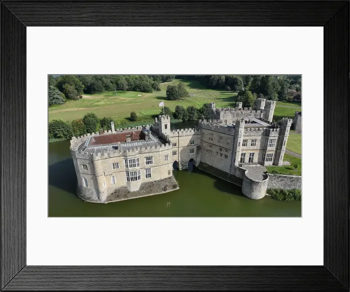 Framed Print : Aerial view of Leeds Castle and moat, southeast of Maidstone, Kent, England, United Kingdom, Europe Framed Print : Aerial view of Leeds Castle and moat, southeast of Maidstone, Kent, England, United Kingdom, Europe