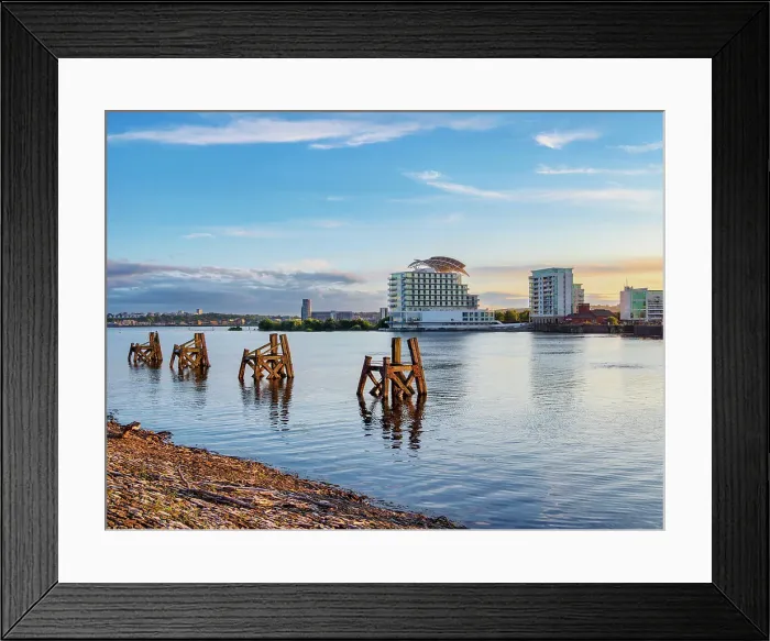 Framed Print : Carfiff Bay at sunset, Cardiff, Wales, United Kingdom, Europe