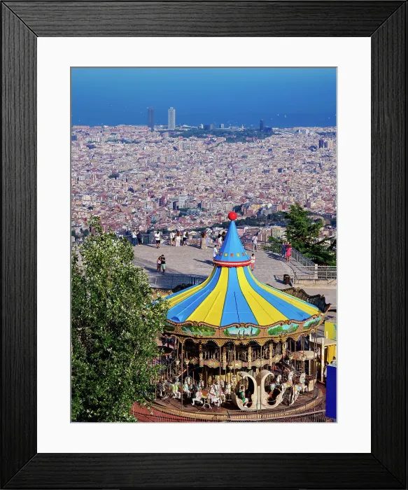 Framed Print : Carousel at the Tibidabo Amusement Park, elevated view, Mount Tibidabo, Barcelona, Catalonia, Spain, Europe Framed Print : Carousel at the Tibidabo Amusement Park, elevated view, Mount Tibidabo, Barcelona, Catalonia, Spain, Europe