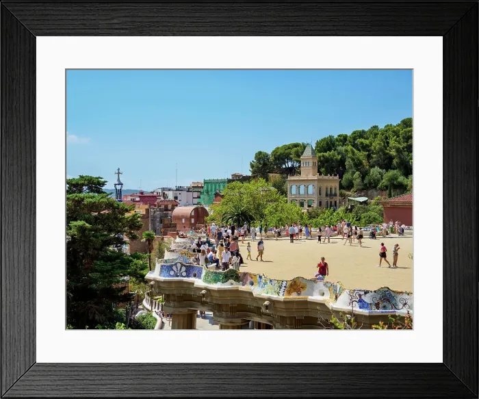 Framed Print : Central Terrace, Park Guell, UNESCO World Heritage Site, Barcelona, Catalonia, Spain, Europe Framed Print : Central Terrace, Park Guell, UNESCO World Heritage Site, Barcelona, Catalonia, Spain, Europe
