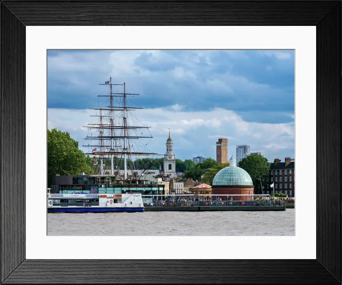 Framed Print : View over River Thames towards Cutty Sark British Clipper Ship and St. Alfege Church in Greenwich, London, England, United Kingdom, Europe Framed Print : View over River Thames towards Cutty Sark British Clipper Ship and St. Alfege Church in Greenwich, London, England, United Kingdom, Europe