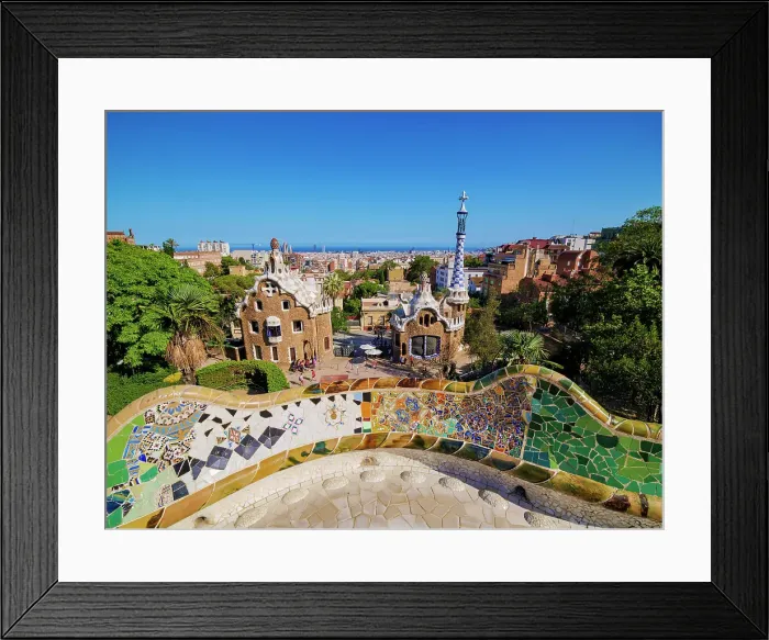 Framed Print : Mosaic Serpentine Bench at the Main Terrace, Park Guell, UNESCO World Heritage Site, Barcelona, Catalonia, Spain, Europe Framed Print : Mosaic Serpentine Bench at the Main Terrace, Park Guell, UNESCO World Heritage Site, Barcelona, Catalonia, Spain, Europe