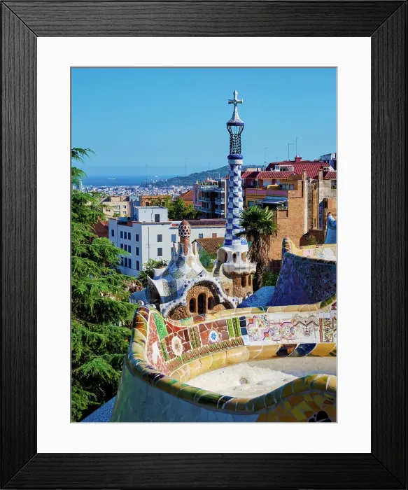 Framed Print : Mosaic Serpentine Bench at the Main Terrace, Park Guell, UNESCO World Heritage Site, Barcelona, Catalonia, Spain, Europe Framed Print : Mosaic Serpentine Bench at the Main Terrace, Park Guell, UNESCO World Heritage Site, Barcelona, Catalonia, Spain, Europe
