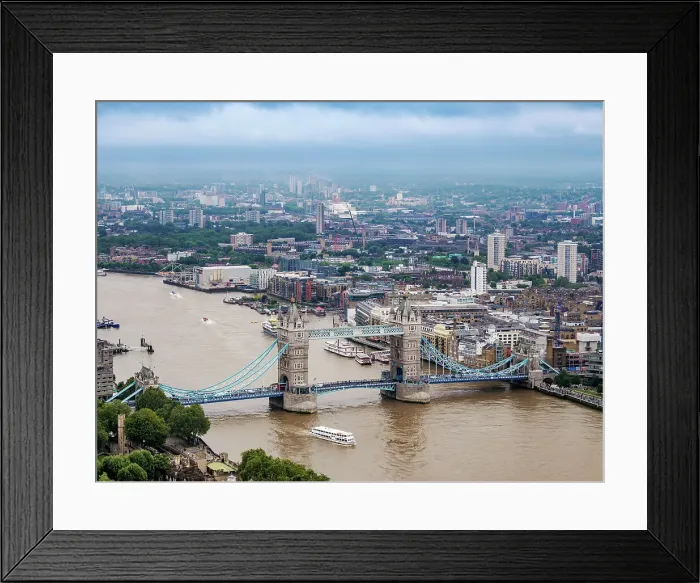 Framed Print : Tower Bridge and River Thames, elevated view, London, England, United Kingdom, Europe Framed Print : Tower Bridge and River Thames, elevated view, London, England, United Kingdom, Europe