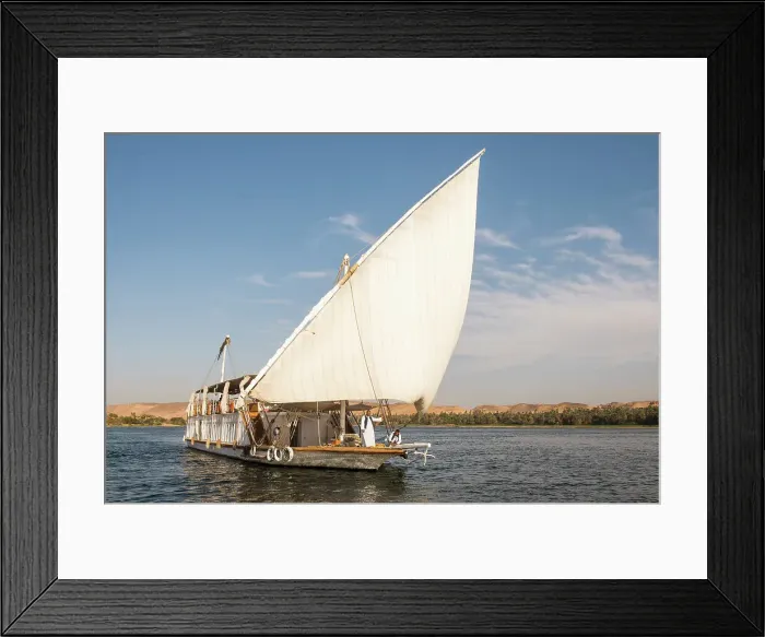 Framed Print : Dahabeah under sail, passenger river boat of the Lazuli fleet, sailing on the Nile river near Aswan, Egypt, North Africa, Africa Framed Print : Dahabeah under sail, passenger river boat of the Lazuli fleet, sailing on the Nile river near Aswan, Egypt, North Africa, Africa