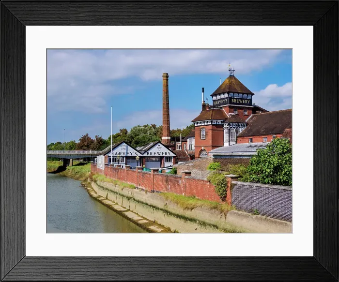 Framed Print : Harvey's Brewery and River Ouse, Lewes, East Sussex, England, United Kingdom, Europe