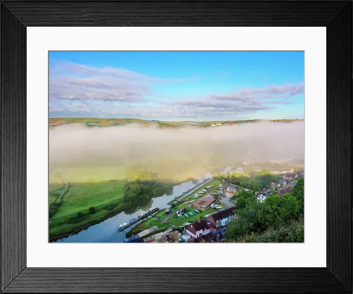 Framed Print : River Ouse and mist, elevated view, Lewes, East Sussex, England, United Kingdom, Europe Framed Print : River Ouse and mist, elevated view, Lewes, East Sussex, England, United Kingdom, Europe