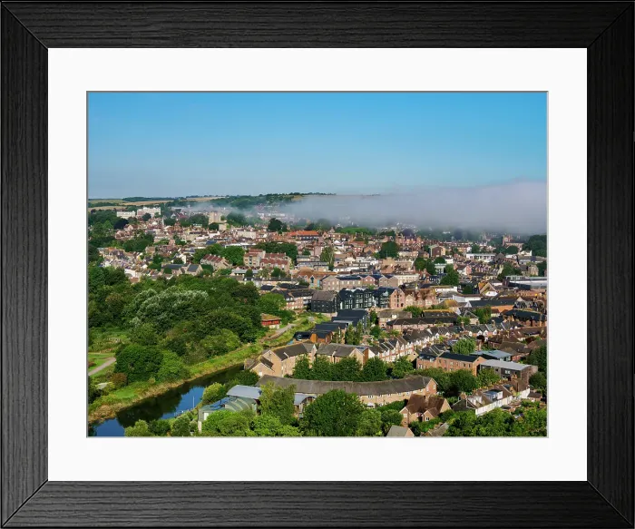 Framed Print : Townscape on a foggy morning, Lewes, East Sussex, England, United Kingdom, Europe Framed Print : Townscape on a foggy morning, Lewes, East Sussex, England, United Kingdom, Europe