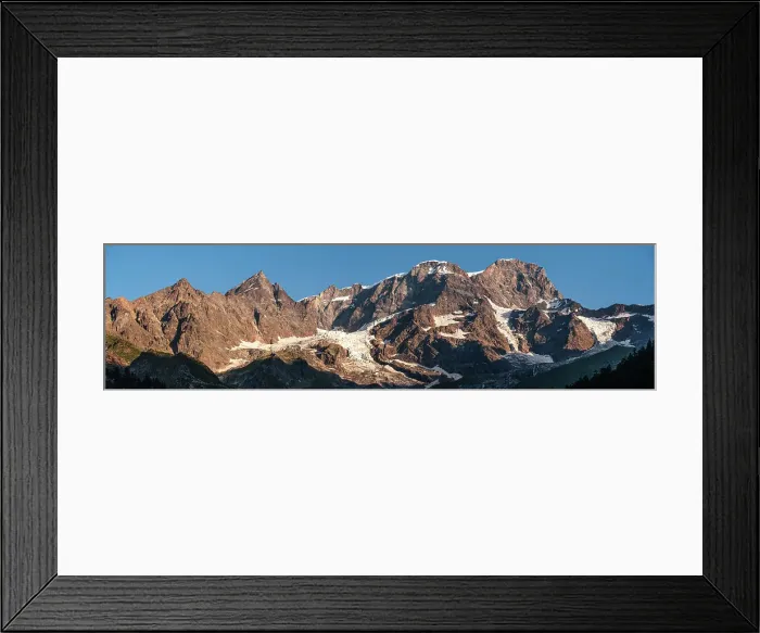 Framed Print : Beautiful panorama of the Monte Rosa massif South side summits at sunset, viewed from Alagana Valsesi, Alpe Pastore, Piedmont, Italy, Europe Framed Print : Beautiful panorama of the Monte Rosa massif South side summits at sunset, viewed from Alagana Valsesi, Alpe Pastore, Piedmont, Italy, Europe