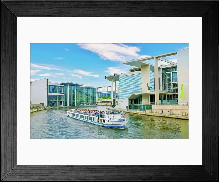 Framed Print : A tour boat on the River Spree passing the Library of the German Parliament on the right near the Reichstag building, Berlin, Germany, Europe Framed Print : A tour boat on the River Spree passing the Library of the German Parliament on the right near the Reichstag building, Berlin, Germany, Europe