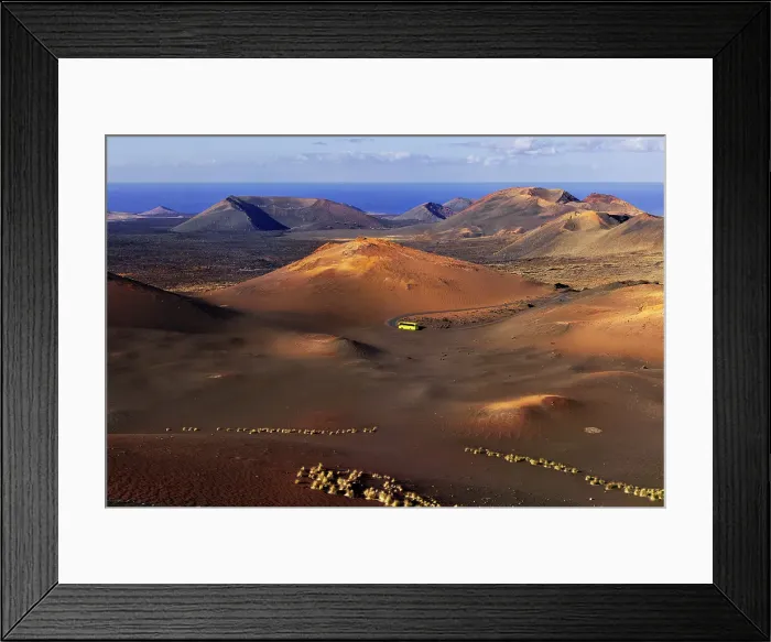 Framed Print : A bus in the middle of Timanfaya National Park, Yaiza, Tinajo, Las Palmas, Lanzarote, Canary Islands, Spain, Atlantic, Europe Framed Print : A bus in the middle of Timanfaya National Park, Yaiza, Tinajo, Las Palmas, Lanzarote, Canary Islands, Spain, Atlantic, Europe