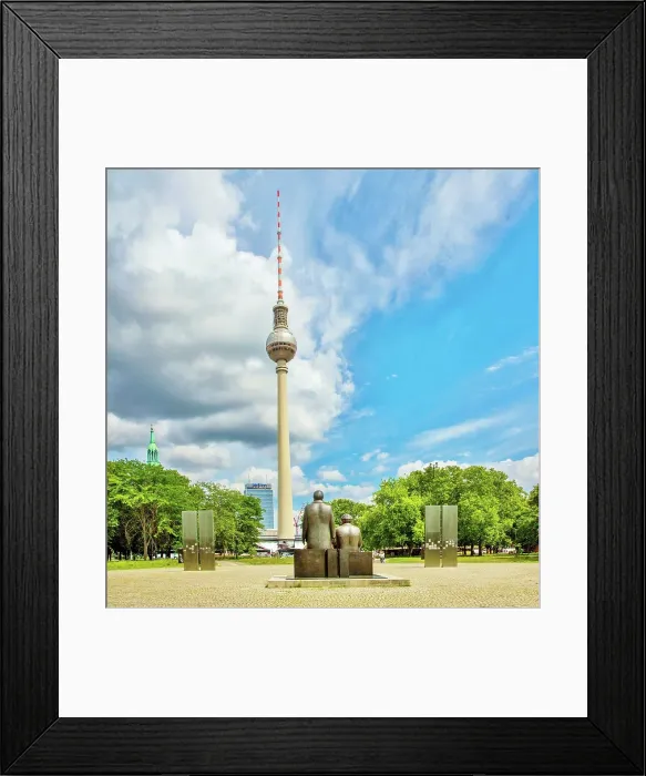 Framed Print : Marx and Engels statues survey the Berlin TV tower (Fernsehturm) in Marx-Engels Forum, a public park in the Mitte district, central Berlin, Germany, Europe Framed Print : Marx and Engels statues survey the Berlin TV tower (Fernsehturm) in Marx-Engels Forum, a public park in the Mitte district, central Berlin, Germany, Europe