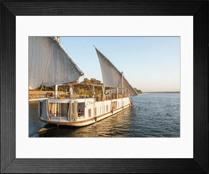 Framed Print : Dahabeah under sail, passenger river boat of the Lazuli fleet, sailing on the Nile river near Aswan, Egypt, North Africa, Africa Framed Print : Dahabeah under sail, passenger river boat of the Lazuli fleet, sailing on the Nile river near Aswan, Egypt, North Africa, Africa
