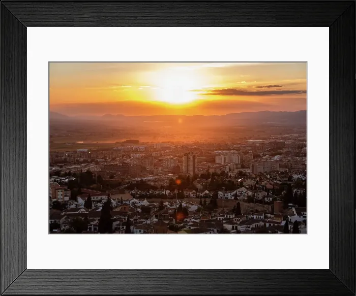 Framed Print : Warm vibrant sunset above the city of Granada, Andalusia, Spain, Europe Framed Print : Warm vibrant sunset above the city of Granada, Andalusia, Spain, Europe