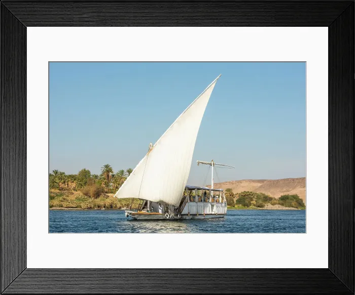 Framed Print : Dahabeah under sail, passenger river boat of the Lazuli fleet, sailing on the Nile river near Aswan, Egypt, North Africa, Africa Framed Print : Dahabeah under sail, passenger river boat of the Lazuli fleet, sailing on the Nile river near Aswan, Egypt, North Africa, Africa