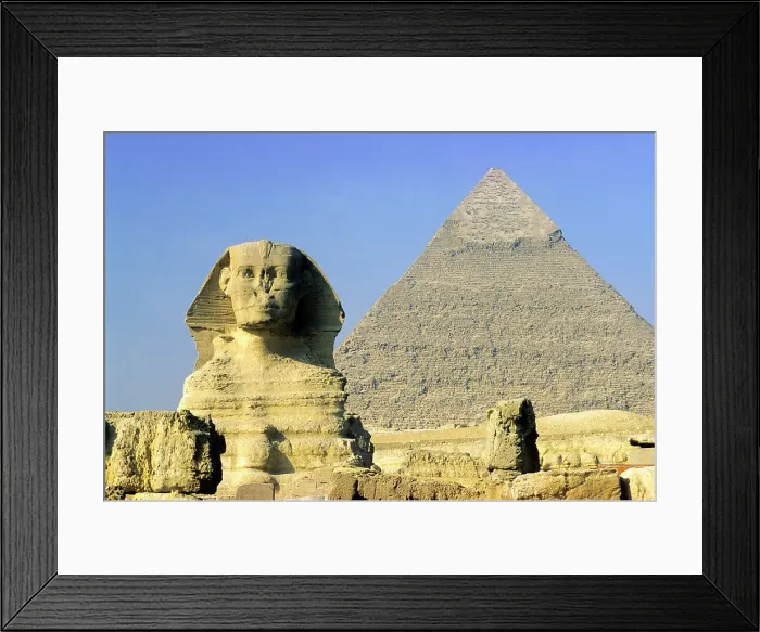 Framed Print : Great Sphinx and Pyramid of Khafre, Giza, UNESCO World Heritage Site, Cairo, Egypt, North Africa, Africa