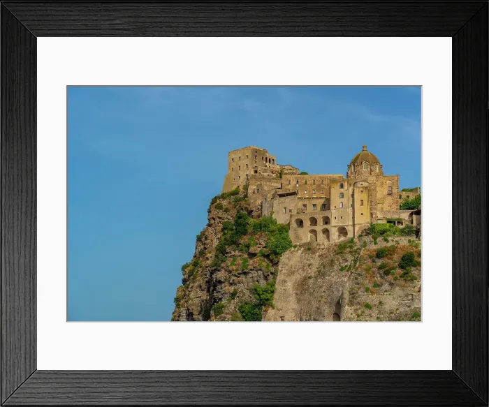 Framed Print : View of Aragonese Castle at sunset, Port of Ischia, Island of Ischia, Campania, Italy, Europe Framed Print : View of Aragonese Castle at sunset, Port of Ischia, Island of Ischia, Campania, Italy, Europe