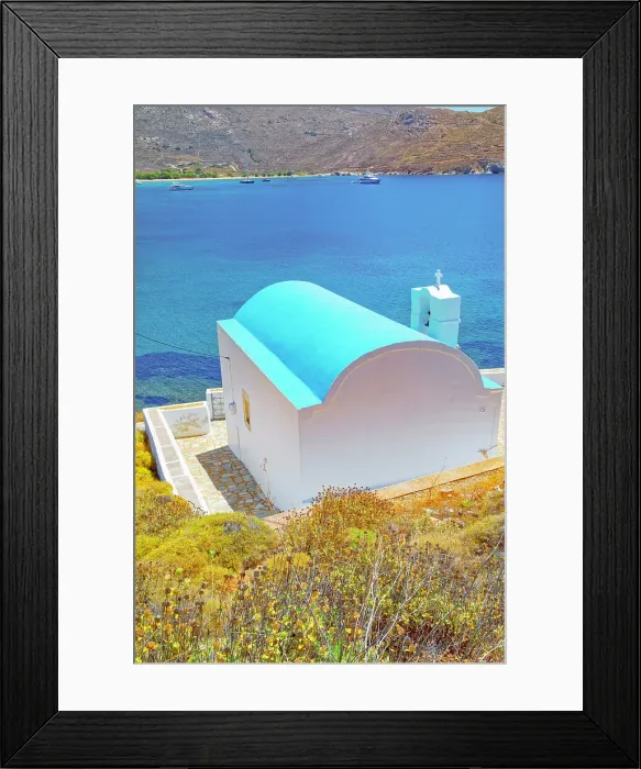 Framed Print : Orthodox chapel overlooking Koutalas Bay, Serifos Island, Cyclades, Greek Islands, Greece, Europe Framed Print : Orthodox chapel overlooking Koutalas Bay, Serifos Island, Cyclades, Greek Islands, Greece, Europe