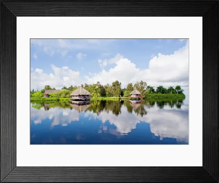 Framed Print : Replica native village in Treasure Lagoon, Guama, Zapata swamplands, Matanzas Province, Cuba, West Indies, Caribbean, Central America