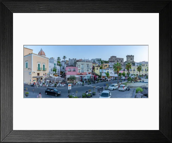Framed Print : View of cafes and bars on Via Marina at sunset, Forio, Island of Ischia, Campania, Italy, Europe Framed Print : View of cafes and bars on Via Marina at sunset, Forio, Island of Ischia, Campania, Italy, Europe