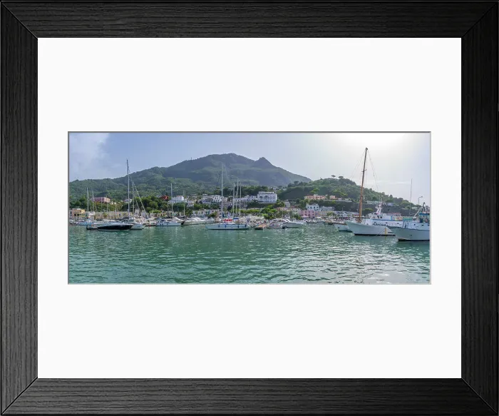 Framed Print : View of marina boats and town in Casamicciola Terme, Island of Ischia, Campania, Italy, Europe Framed Print : View of marina boats and town in Casamicciola Terme, Island of Ischia, Campania, Italy, Europe