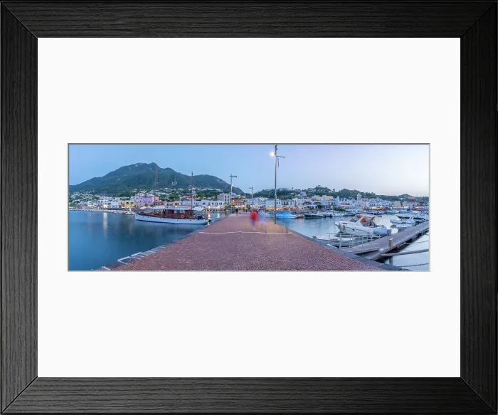 Framed Print : View of harbour and town of Lacco Ameno at dusk, Island of Ischia, Campania, Italy, Europe Framed Print : View of harbour and town of Lacco Ameno at dusk, Island of Ischia, Campania, Italy, Europe