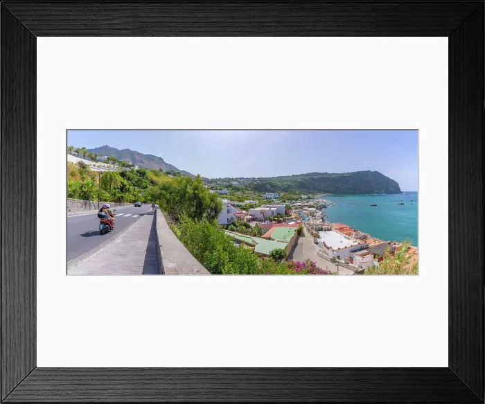 Framed Print : View of motorcyclist on road overlooking Spiaggia di Citara, Forio, Island of Ischia, Campania, Italy, Europe Framed Print : View of motorcyclist on road overlooking Spiaggia di Citara, Forio, Island of Ischia, Campania, Italy, Europe