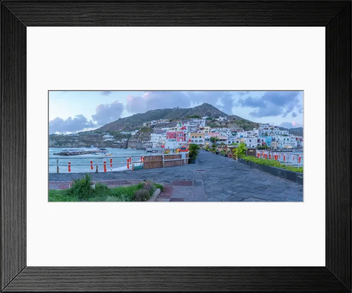 Framed Print : View of Sant'Angelo from Porto di Sant'Angelo at dusk, Sant'Angelo, Island of Ischia, Campania, Italy, Europe Framed Print : View of Sant'Angelo from Porto di Sant'Angelo at dusk, Sant'Angelo, Island of Ischia, Campania, Italy, Europe