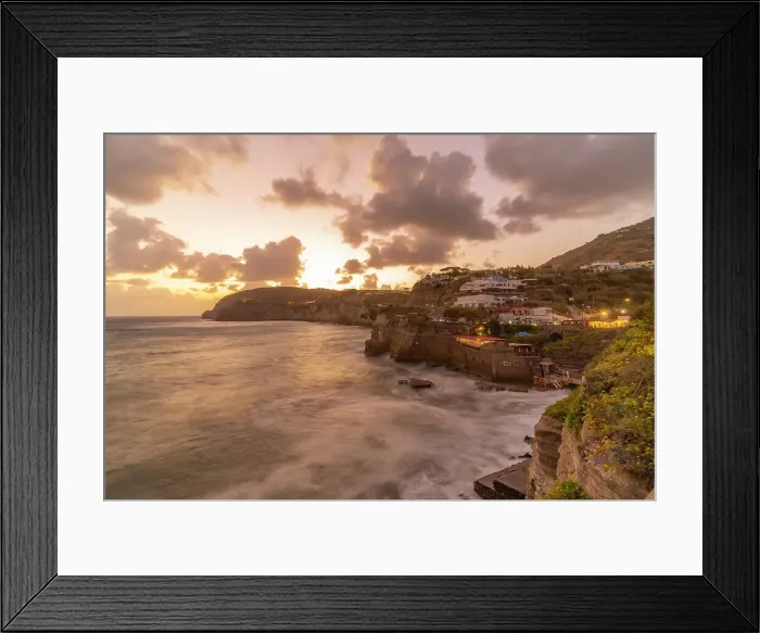 Framed Print : View of coastline at dusk from Sant'Angelo, Sant'Angelo, Island of Ischia, Campania, Italy, Europe Framed Print : View of coastline at dusk from Sant'Angelo, Sant'Angelo, Island of Ischia, Campania, Italy, Europe