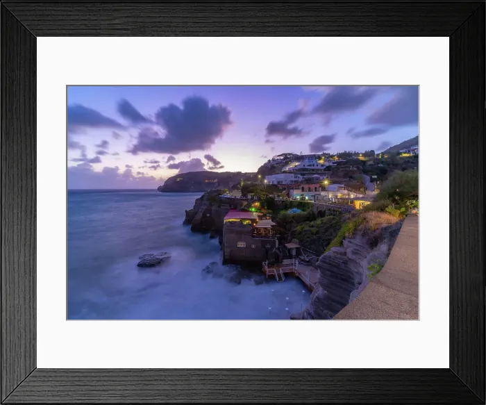 Framed Print : View of coastline at dusk from Sant'Angelo, Sant'Angelo, Island of Ischia, Campania, Italy, Europe Framed Print : View of coastline at dusk from Sant'Angelo, Sant'Angelo, Island of Ischia, Campania, Italy, Europe