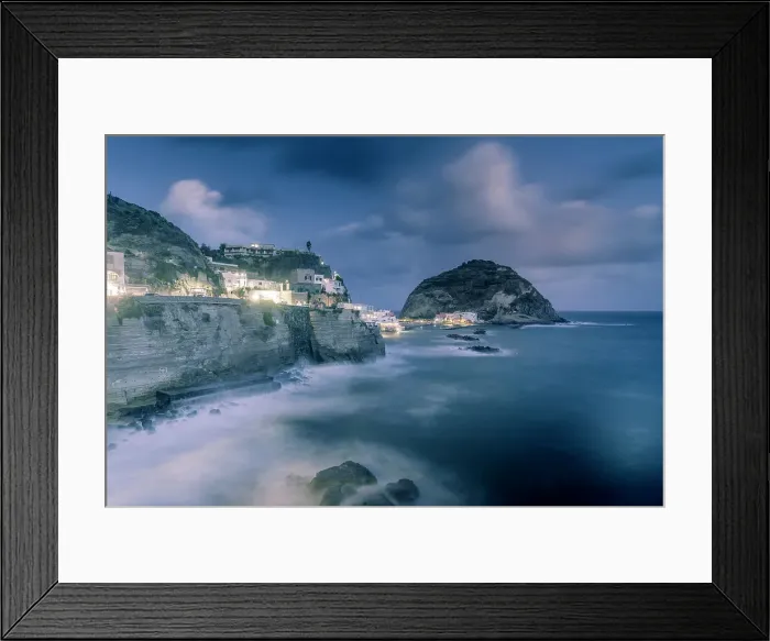 Framed Print : View of Torre di Sant'Angelo at dusk, Sant'Angelo, Island of Ischia, Campania, Italy, Europe Framed Print : View of Torre di Sant'Angelo at dusk, Sant'Angelo, Island of Ischia, Campania, Italy, Europe
