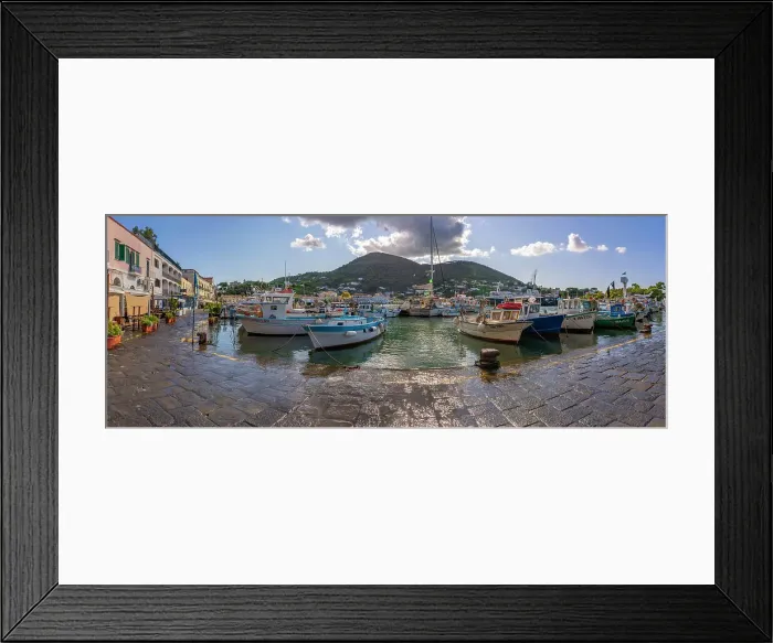 Framed Print : View of boats and restaurants in Porto d'Ischia (Port of Ischia), Island of Ischia, Campania, Italy, Europe Framed Print : View of boats and restaurants in Porto d'Ischia (Port of Ischia), Island of Ischia, Campania, Italy, Europe