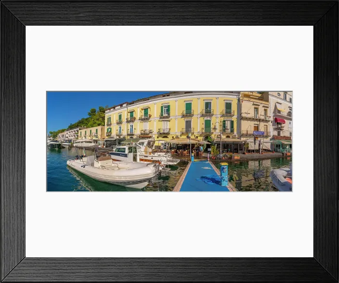 Framed Print : View of boats and restaurants in Porto d'Ischia (Port of Ischia), Island of Ischia, Campania, Italy, Europe Framed Print : View of boats and restaurants in Porto d'Ischia (Port of Ischia), Island of Ischia, Campania, Italy, Europe