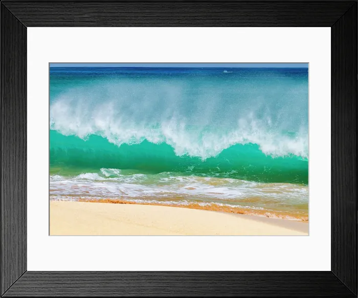 Framed Print : Huge waves breaking on the beach at Ascension Island in the Tropical Atlantic Ocean, South Atlantic Ocean