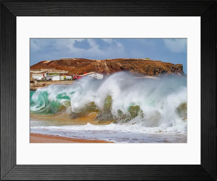 Framed Print : Huge waves breaking on the beach at Ascension Island in the Tropical Atlantic Ocean, South Atlantic Ocean Framed Print : Huge waves breaking on the beach at Ascension Island in the Tropical Atlantic Ocean, South Atlantic Ocean