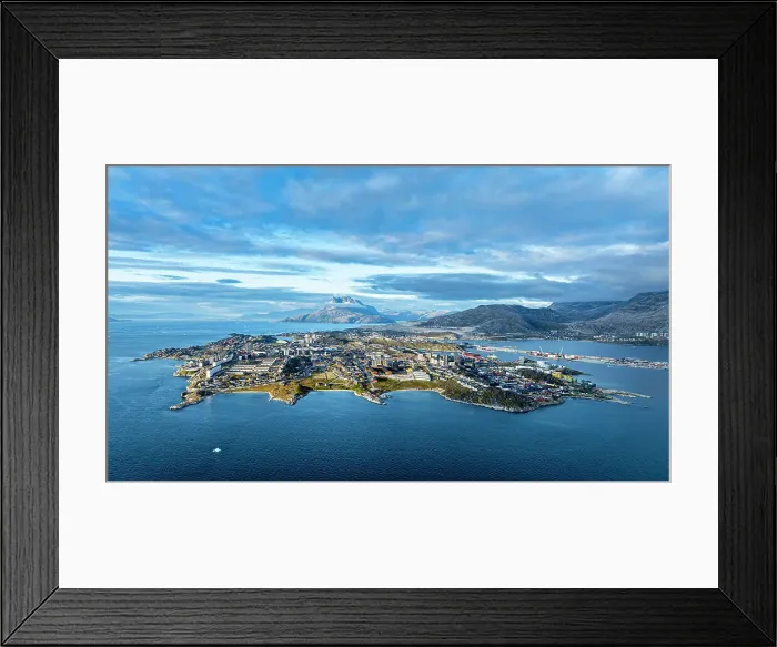 Framed Print : Aerial of Nuuk, capital of Greenland, Denmark, Polar Regions Framed Print : Aerial of Nuuk, capital of Greenland, Denmark, Polar Regions
